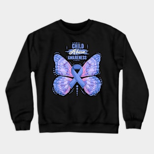 Child Abuse Prevention Awareness Month Blue Ribbon gift idea Crewneck Sweatshirt